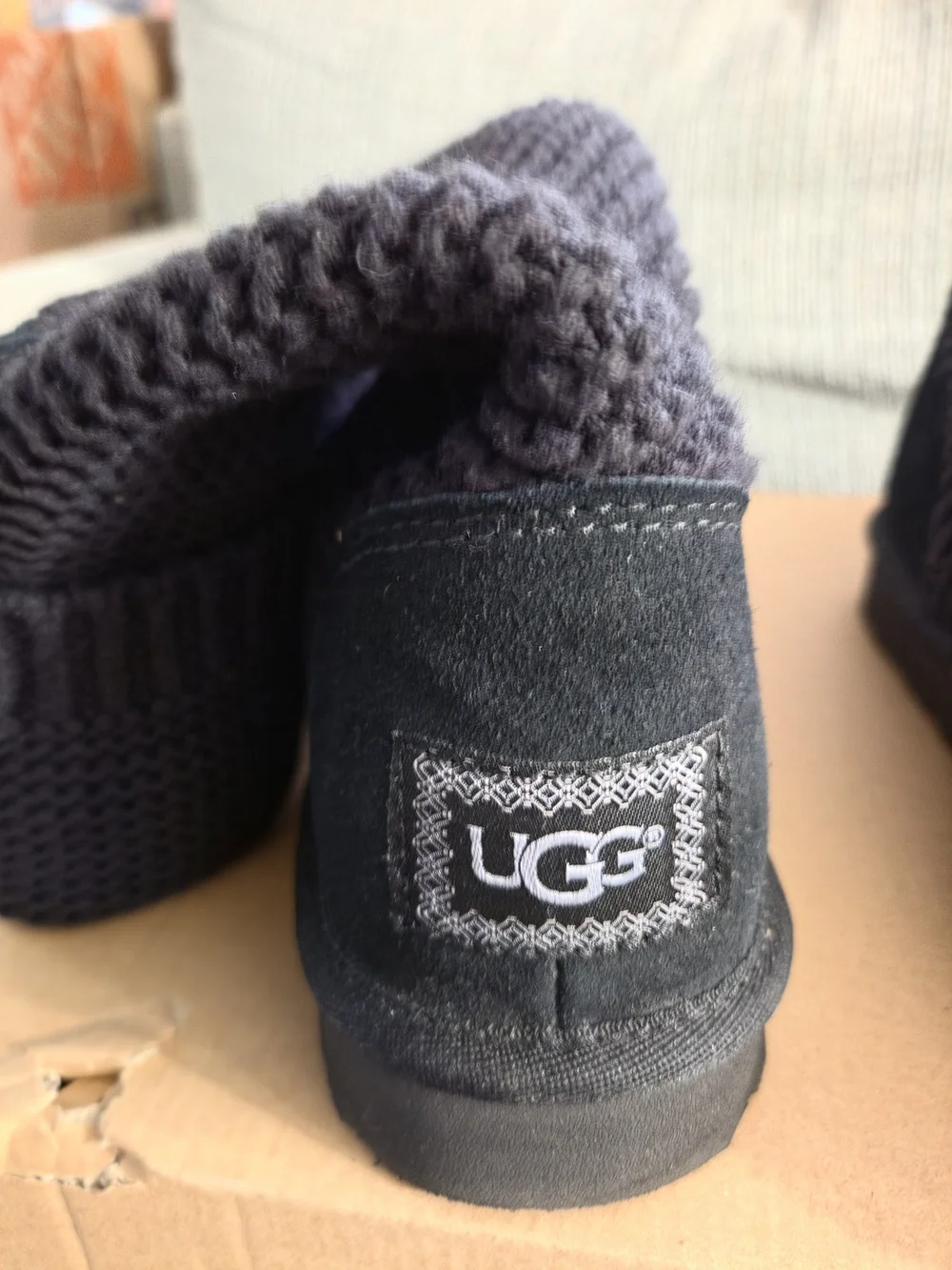 UGG Men's Black Knit Slip-On Loafers - Comfortable Everyday Shoes